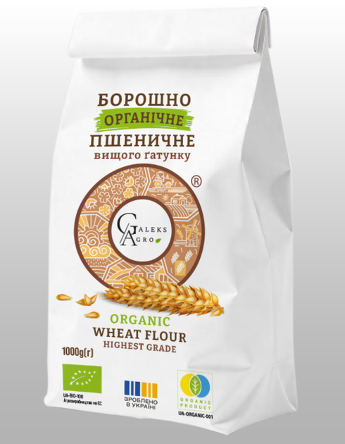 Борошно пшеничне Galeks Agro в/г органічне 1кг - Фото 1 Борошно пшеничне Galeks Agro в/г органічне 1кг - изображение 1
