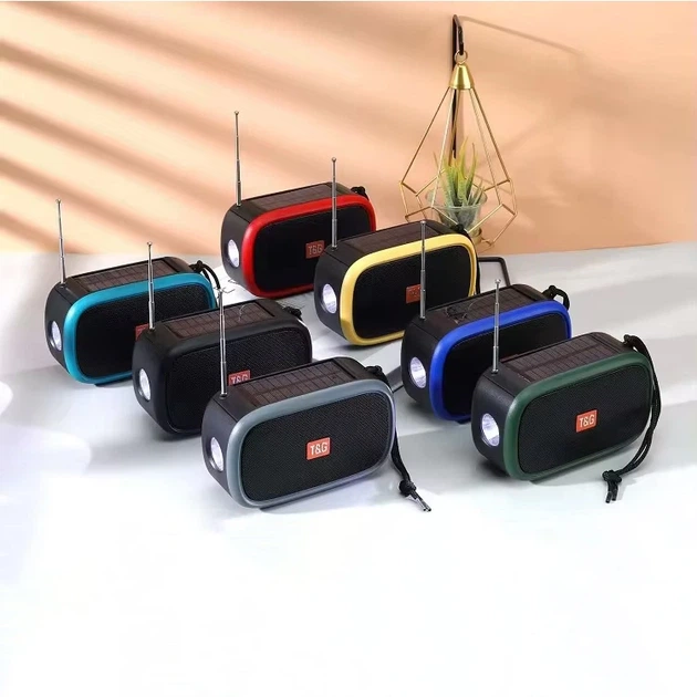 Bluetooth колонка TG632 (FM радіо, ліхтарик, сонячна панель)- голубий - изображение 3