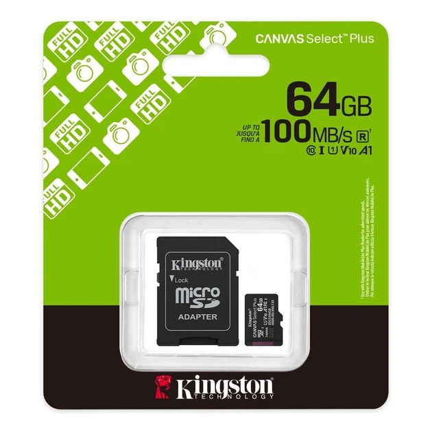 Карта пам'яті microSDXC (UHS-1) Kingston Canvas Select Plus Gen3 64Gb class 10 А1 (R-100MB/s) (adapter SD) - зображення 2