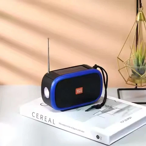Bluetooth колонка TG632 (FM радіо, ліхтарик, сонячна панель)- голубий - изображение 2