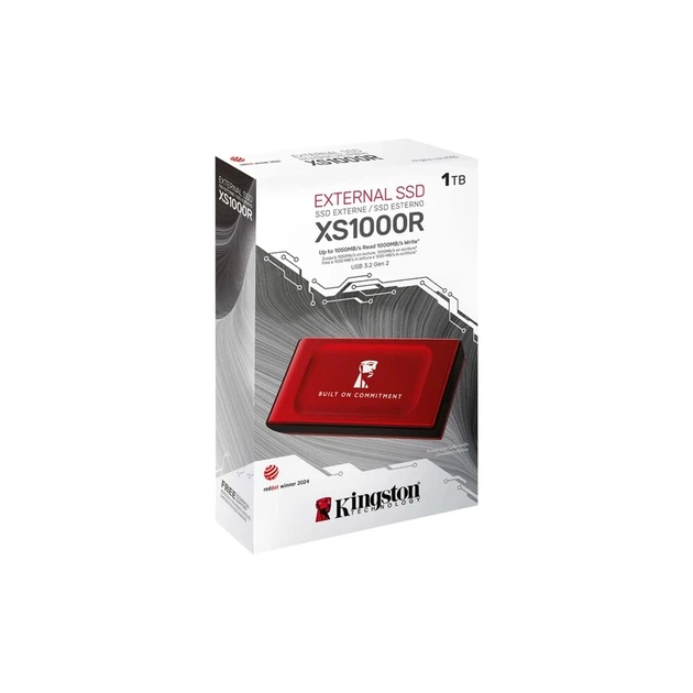 Портативний SSD Kingston XS1000R BOC 1TB USB 3.2 Gen2 Type-C 3D NAND Red - Фото 2 Портативний SSD Kingston XS1000R BOC 1TB USB 3.2 Gen2 Type-C 3D NAND Red - зображення 2