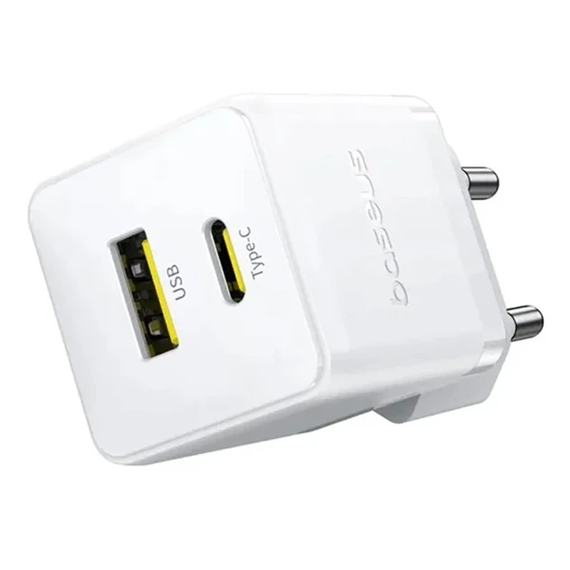 Мережевий зарядний пристрій Baseus Palm Fast Charger C+U 20W EU Moon White - Фото 4 Мережевий зарядний пристрій Baseus Palm Fast Charger C+U 20W EU Moon White - зображення 4