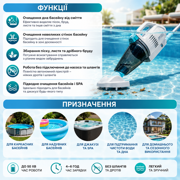 Акумуляторний пилосос для басейну Intex 28626 - зображення 3