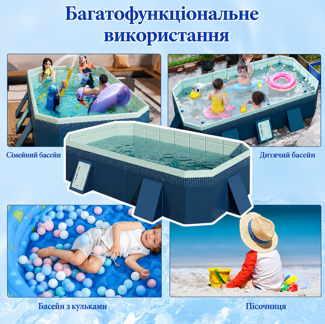 Каркасный бассейн BS-13 складной 292×179×50 см прямоугольный ПВХ переносной - изображение 5
