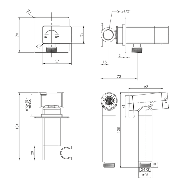 Гигиенический душ IMPRESE BILOVEC f03700901AA, хром - изображение 2