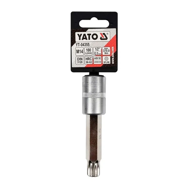 Торцева головка YATO YT-04354 зі вставкою SPLINE 1/2", М12, L = 100 мм - изображение 2
