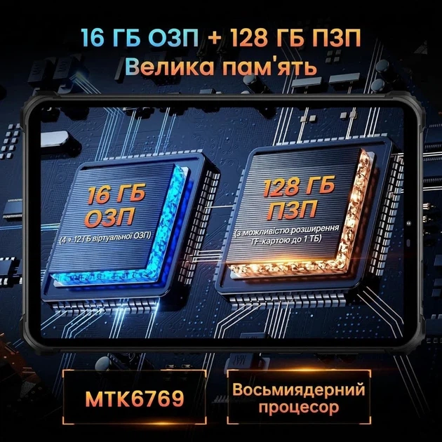 Планшет 8" OUKITEL RT3 Pro 4+12/128Gb 4G 2-SIM 8 ядер Android 14 5356 mAh Черный (102000762) - Уценка - изображение 2