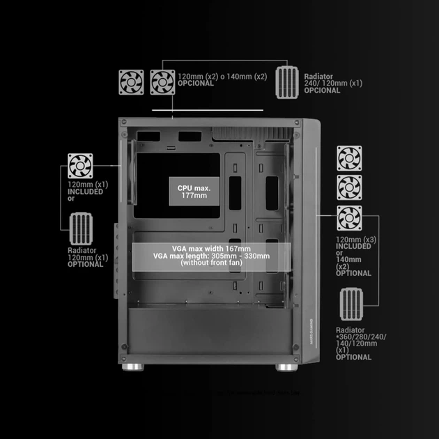 Корпус для ПК Mars Gaming MC-F / без БП / Черный (101957565) - Уценка - изображение 6
