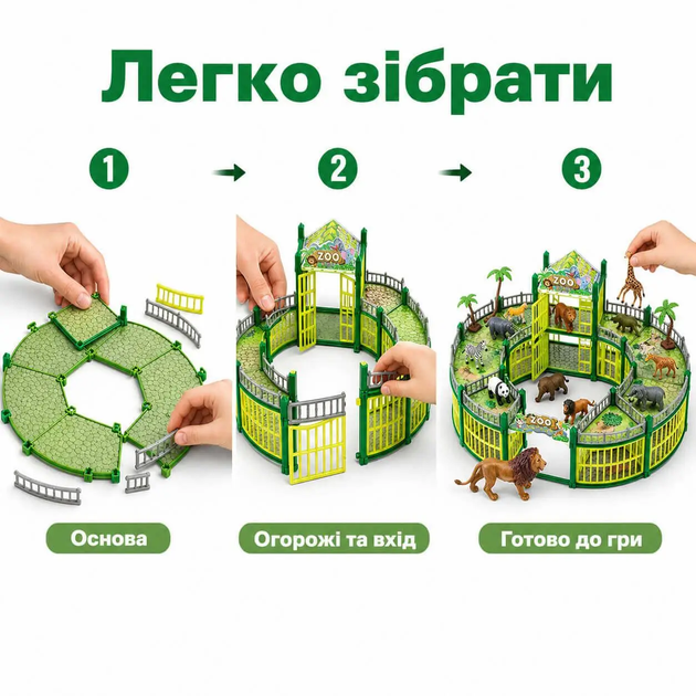Конструктор Зоопарк с животными 248 деталей 45 см зоологический игровой набор 14 пластиковых фигурок в коробке 41 см 2025-7A - изображение 4