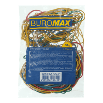 Гумки для грошей 50г BUROMAX 5501 кольорові (400) /BM.5501/ - Фото 1 Гумки для грошей 50г BUROMAX 5501 кольорові (400) /BM.5501/ - изображение 1