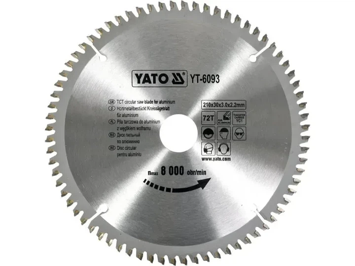 Диск пильный YATO по алюминию 210 x 30 x 3.0 x 2.2 мм 72 зуба YT-6093 - Фото 1 Диск пильный YATO по алюминию 210 x 30 x 3.0 x 2.2 мм 72 зуба YT-6093 - изображение 1