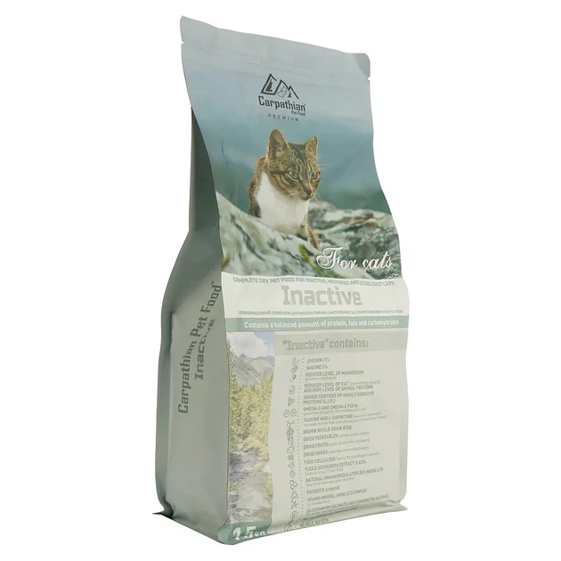 Сухий корм для стерилізованих та кастрованих, та малоактивних котів Carpathian Pet Food Inactive, курка та палтус, 1,5 кг - зображення 2