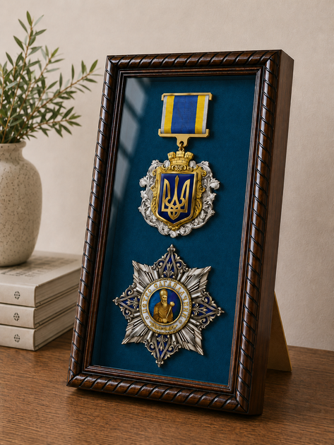 Рамка для военных Медалей и Наград (150х200х34 мм.) Багет пластиковый с текстурой дерева AM-2034-B84 (с защитным Стеклом, Синей бархатной /велюровой обивкой, задником ДВП с креплениями на стену, и ножкой) BagetiKo - Фото 7 Рамка для военных Медалей и Наград (150х200х34 мм.) Багет пластиковый с текстурой дерева AM-2034-B84 (с защитным Стеклом, Синей бархатной /велюровой обивкой, задником ДВП с креплениями на стену, и ножкой) BagetiKo - изображение 7