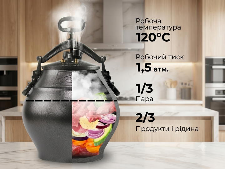 Афганский казан скороварка черный герметичный Rashko Baba 10 л графитовый - Фото 3 Афганский казан скороварка черный герметичный Rashko Baba 10 л графитовый - изображение 3