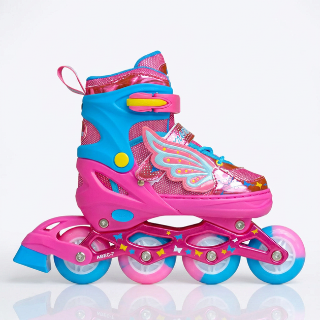 Детские раздвижные ролики с шлемом и защитой SP-Sport Butterfly 916 размер 35-38 Pink - изображение 5