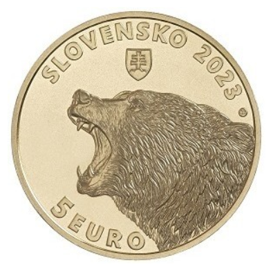 Монета 5 євро Фауна і флора Словаччини - Бурий ведмідь UNC. Словаччина 2023 - Фото 2 Монета 5 євро Фауна і флора Словаччини - Бурий ведмідь UNC. Словаччина 2023 - изображение 2