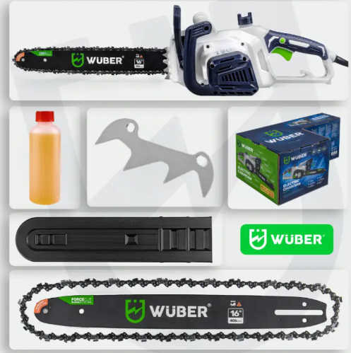 Пила ланцюгова Wuber 2000Вт Ланцюгова пила для пилки дерев Надійна пила Wuber (Польща) Електропила - зображення 3