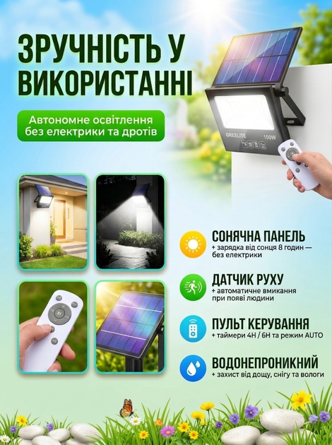Прожектор акамуляторный с солнечной панелью и датчиком движения JX 010 100W Solar Pro уличный фонарь на акамуляторе с пультом - изображение 2