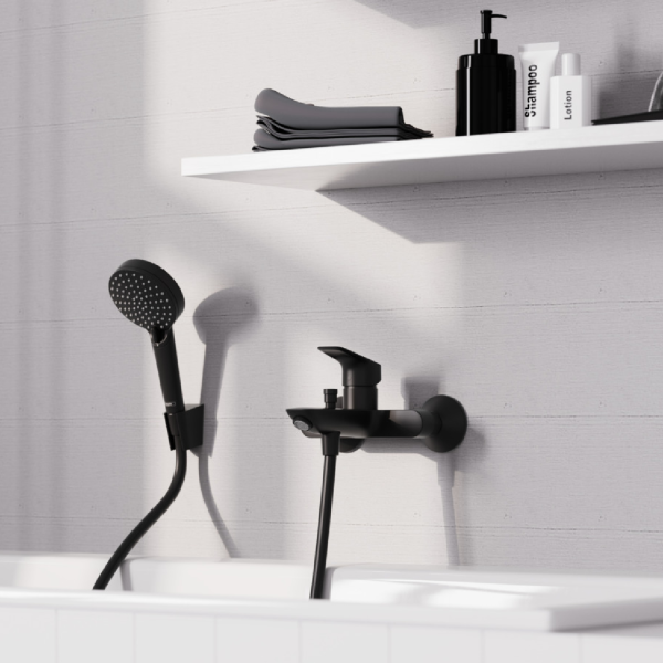 Змішувач для ванни HANSGROHE LOGIS 71400670, чорний/матовий, настінний - Фото 3 Змішувач для ванни HANSGROHE LOGIS 71400670, чорний/матовий, настінний - изображение 3