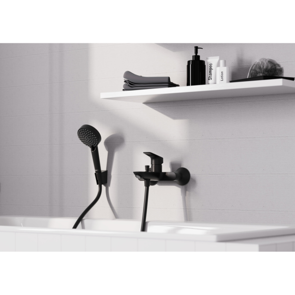 Змішувач для ванни HANSGROHE LOGIS 71400670, чорний/матовий, настінний - Фото 4 Змішувач для ванни HANSGROHE LOGIS 71400670, чорний/матовий, настінний - изображение 4