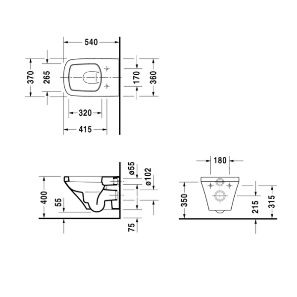 Підвісний унітаз DURAVIT DURASTYLE, білий/глянсовий, прямокутна - изображение 2