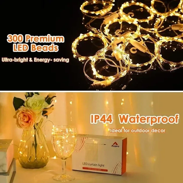 Светодиодная гирлянда штора LED Curtain Light - изображение 3