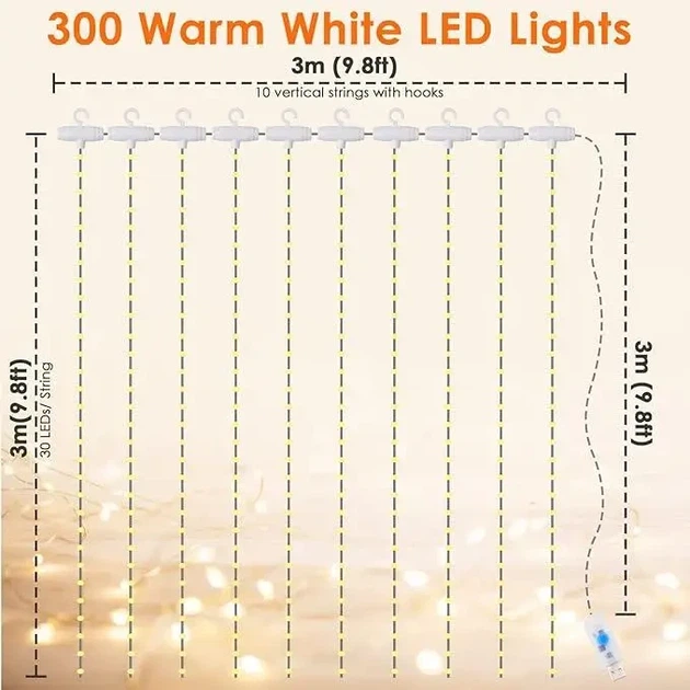 Светодиодная гирлянда штора LED Curtain Light - изображение 4