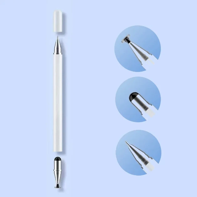 Универсальный Емкостный Стилус - Ручка 3 в 1 Белый Touch Pen для телефона планшета сенсорного экрана - изображение 2