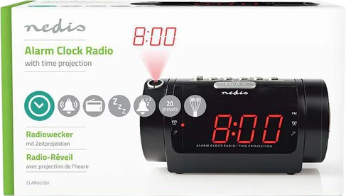 Радіобудильник Nedis AM / FM зі світлодіодною проекцією Чорний (CLAR005BK) - зображення 2