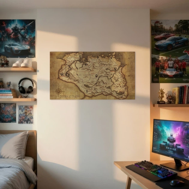 Постер Скайрим, карта, Skyrim, The Elder Scrolls V, TES, декор комнаты геймера, A2 34×60 см (id4667) - изображение 2
