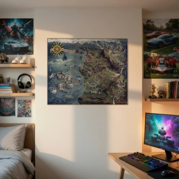 Постер Відьмак 3, карта світу, Witcher 3, декор в кімнату геймера, A2 50×60 см (id2110) - зображення 2