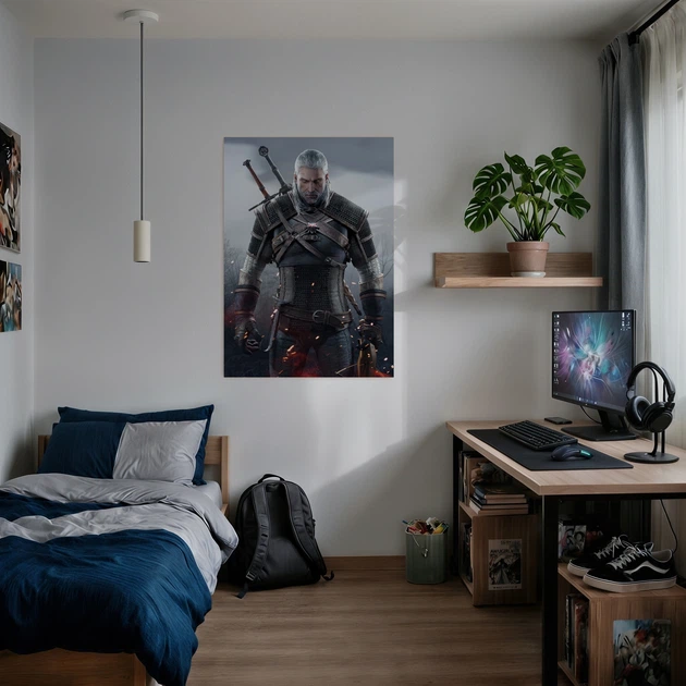 Постер Ведьмак Геральт на поле боя, Witcher, плакат для геймера, A3 42×30 см (id2017) - изображение 2