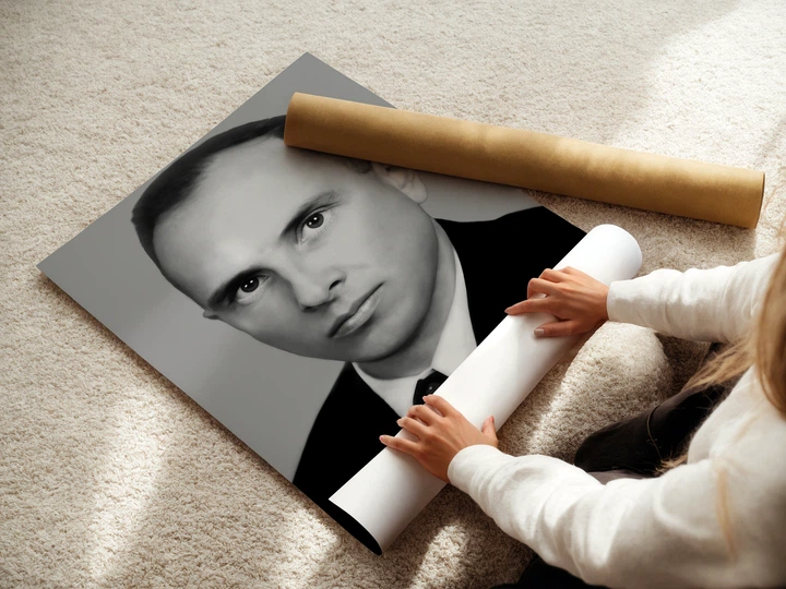 Постер Степан Андрійович Бандера, ч\б, Stepan Bandera, A2 60×41 см (id6048) - зображення 3