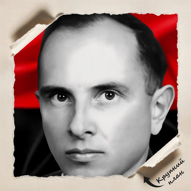 Постер Степан Андреевич Бандера (ч\б) и флаг УПА, Stepan Bandera, A3 42×28 см (id4775) - изображение 5