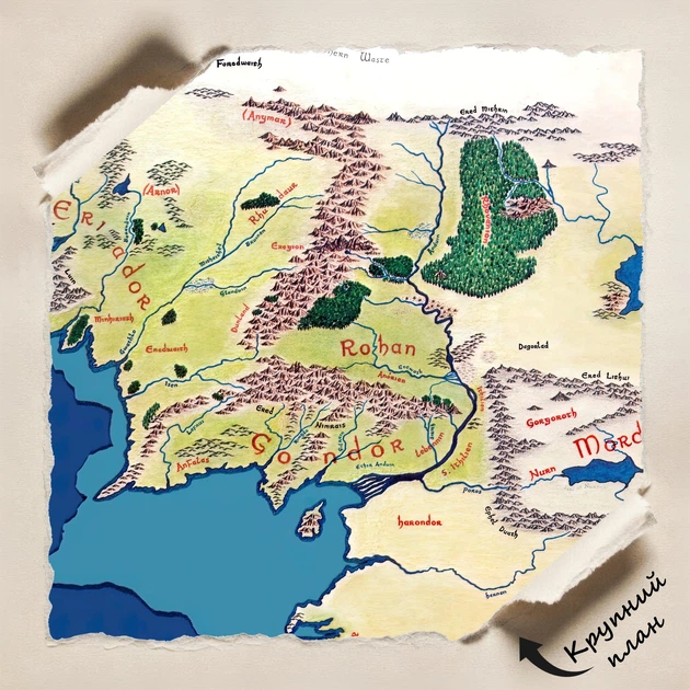 Постер Карта Средиземья, Властелин Колец, Lord Of The Rings, Толкин, A1 60×90 см (id0119) - изображение 4