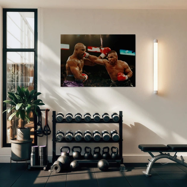 Интерьерная картина Майк Тайсон и Эвандер Холифилд, Mike Tyson, бой, ринг, бокс, 42×60 см (id4734) - изображение 3