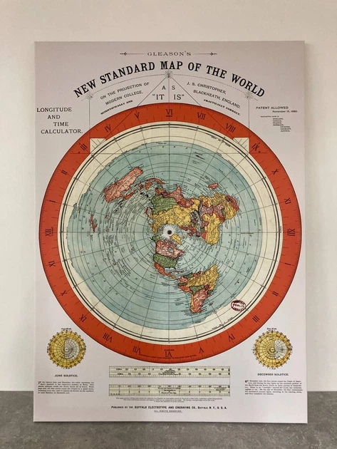 Інтер'єрна картина Карта Глісона, пласка Земля, Alexander Gleason, Flat Earth Map (1892), 106×75 см (id6151) - зображення 5