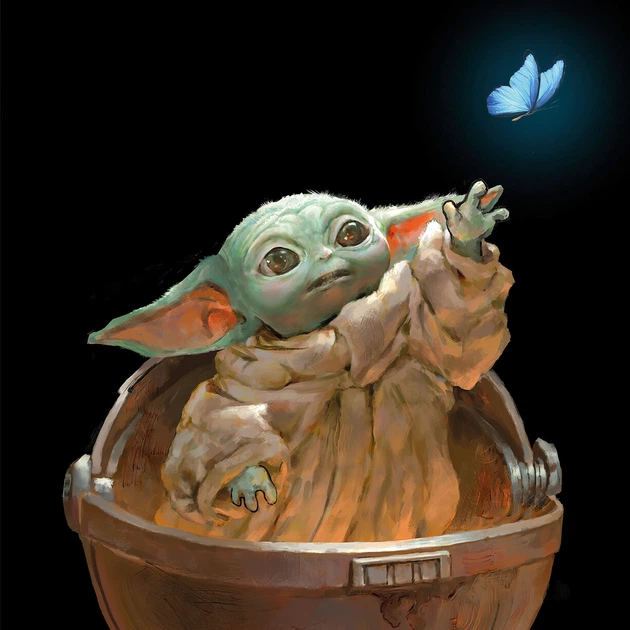 Интерьерная картина Малыш Йода и и бабочка, Грогу, Мандалорец, Baby Yoda, Mandalorian, Star Wars, 60×43 см (id3963) - изображение 5