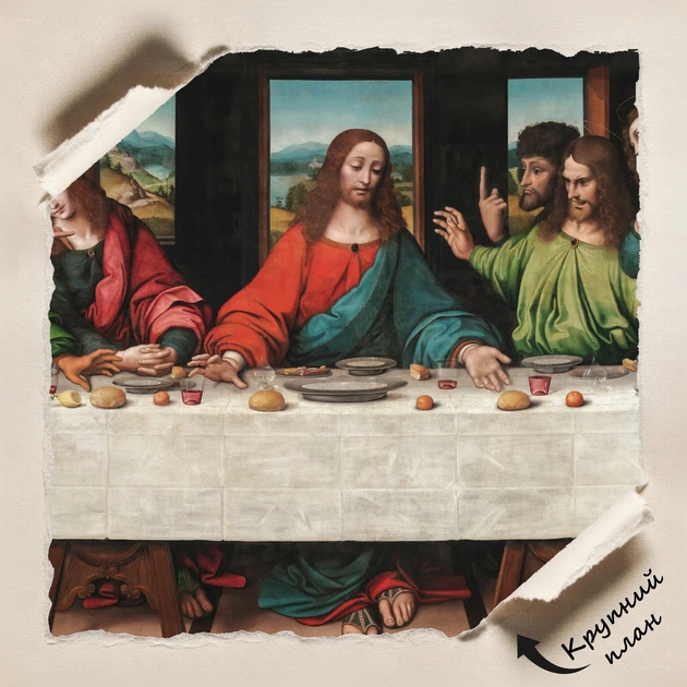 Постер Тайная вечеря, Леонардо да Винчи, Leonardo da Vinci, The Last Supper, религиозный декор, A0 38×106 см (id5894) - изображение 4