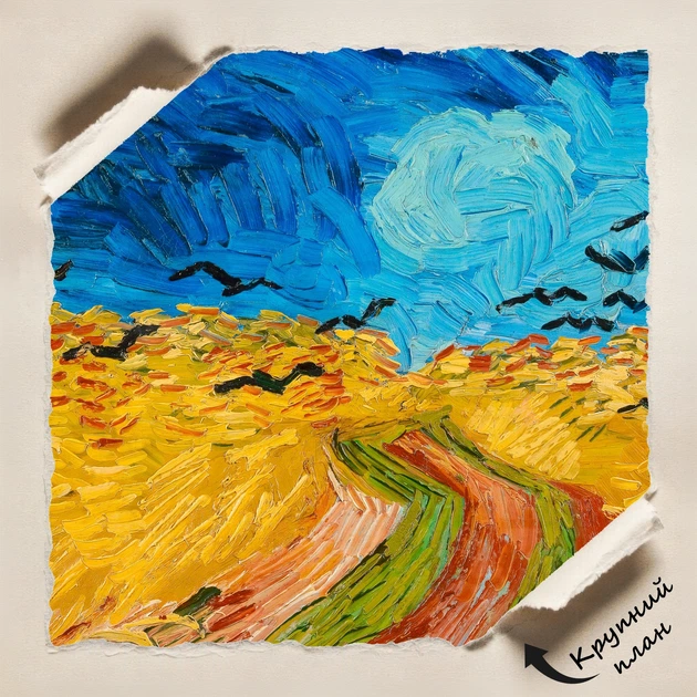 Постер Пшеничное поле с воронами, Винсент ван Гог, Vincent van Gogh, Wheatfield, A3 20×42 см (id6659) - изображение 4