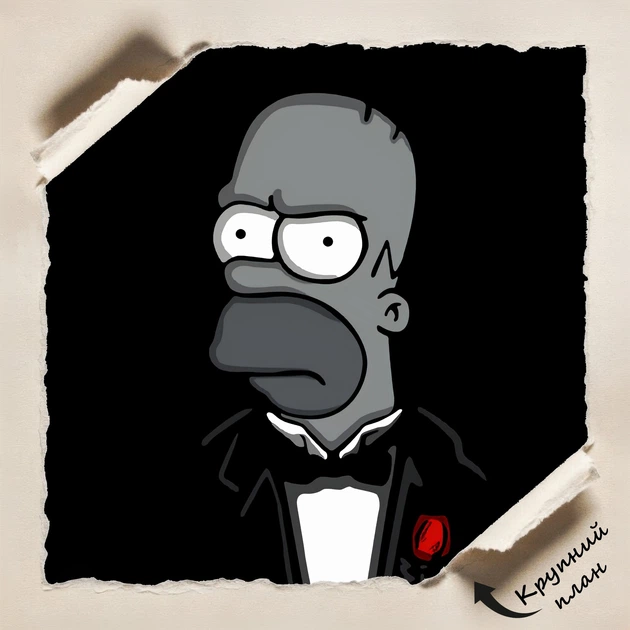 Постер Хрещений батько Гомер, Сімпсони, Godfather Gomer, Simpsons, A2 60×43 см (id1293) - зображення 4