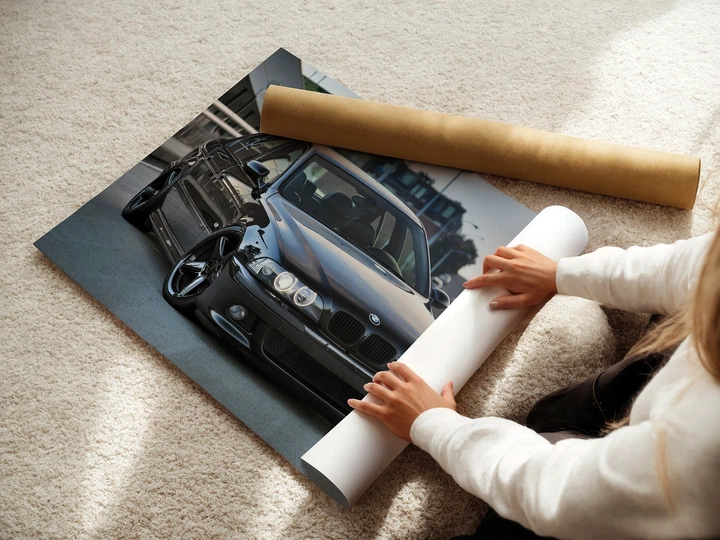 Постер BMW E39, чёрный БМВ седан 5-й серии с тюнингом, A3 30×42 см (id1267) - изображение 3