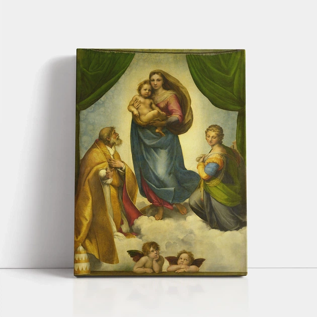 Інтер'єрна картина Сікстинська Мадонна, Рафаель, Raphael, Sistine Madonna, 60×45 см (id6652) - Фото 3 Інтер'єрна картина Сікстинська Мадонна, Рафаель, Raphael, Sistine Madonna, 60×45 см (id6652) - зображення 3