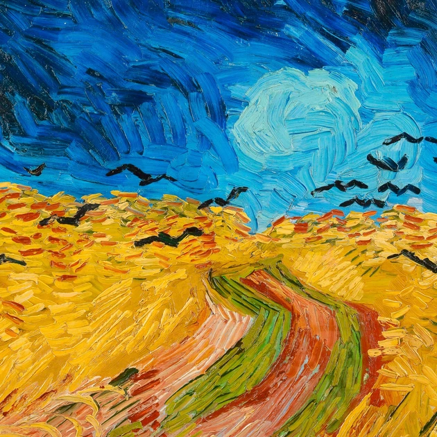 Інтер'єрна картина Пшеничне поле з круками, Вінсент ван Гог, Vincent van Gogh, Wheatfield, 29×60 см (id6659) - зображення 4