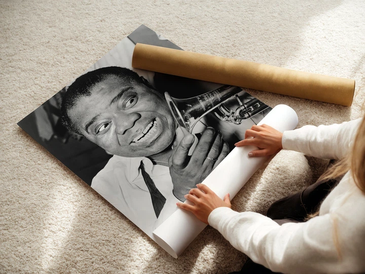 Постер Луи Армстронг с трубой, Louis Armstrong, jazz, джаз, постер музыканта, A3 38×30 см (id1739) - изображение 3
