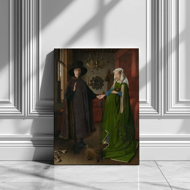 Інтер'єрна картина Портрет подружжя Арнольфіні, Ян ван Ейк, Jan van Eyck, Arnolfini Portrait, 41×30 см (id6982) - зображення 2