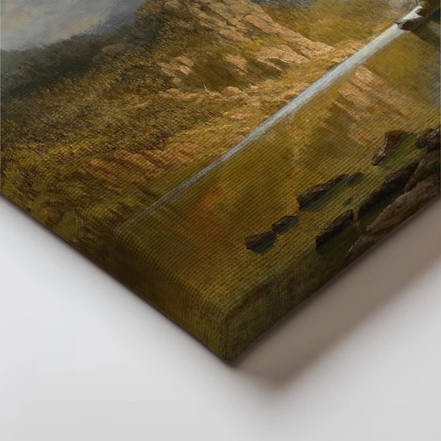 Інтер'єрна картина Альберт Бірштадт, Індіанська риболовля, Albert Bierstadt, репродукція картини, 28×42 см (id7004) - зображення 4