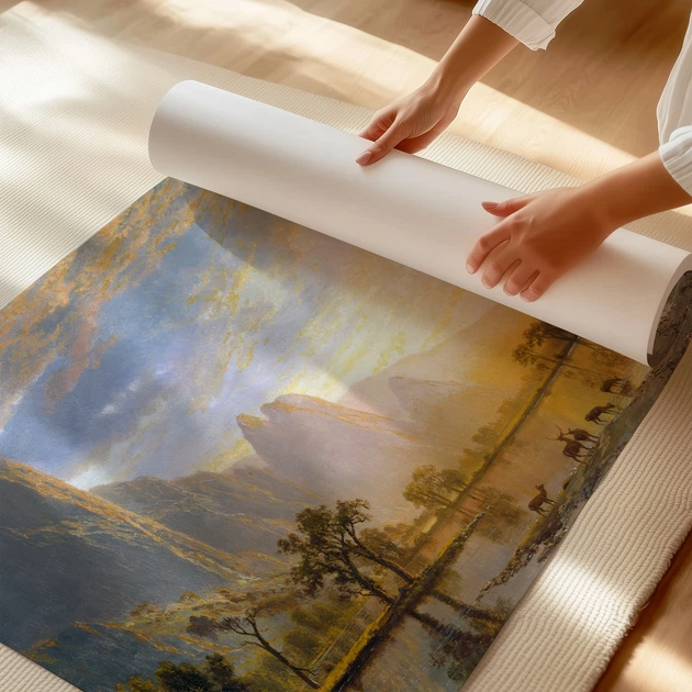 Постер Альберт Бирштадт, Долина Йосемити, Калифорния, Albert Bierstadt, репродукция картины, A3 28×42 см (id7003) - изображение 3