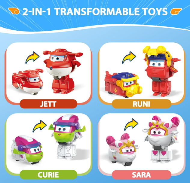 Набор игровых мини фигурок-трансформеров Super Wings (Супер Крылья) - 4 героя - Фото 3 Набор игровых мини фигурок-трансформеров Super Wings (Супер Крылья) - 4 героя - изображение 3