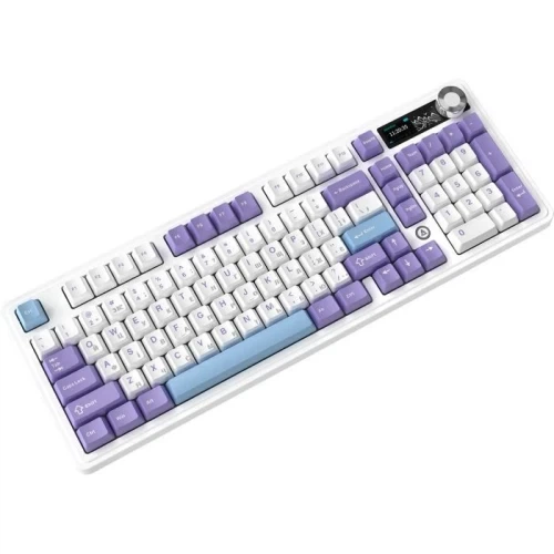 Клавіатура бездротова Ajazz AK980 V2, Purple/White/Blue - зображення 4